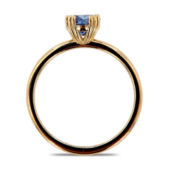 14K Yellow Gold Oval Blue Natural Sapphire Ring - Picture 4 of 4